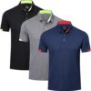HUAKANG 3 Pack Mens Polo Shirts Short Sleeve Breathable Quick Dry Golf Polo Shirts Mens Running Sports Tee Top Gym Workout Polo T Shirts