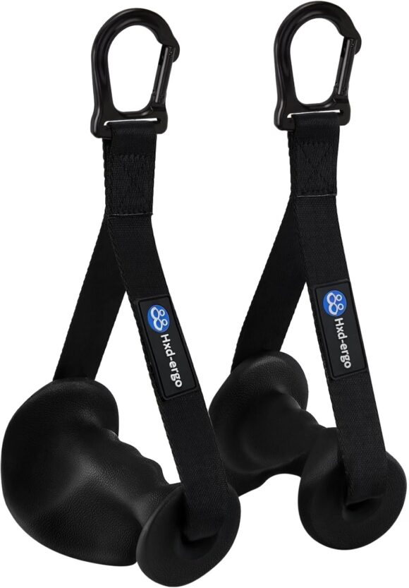 HXD-ERGO Ergonomic Gym Handles, Heavy Duty Exercise Handles for Cable Crossover Machine Tricep Exercise LAT Pull Down and Resistance Bands, Anti-slip and Anti-sweat Comfortable Grip