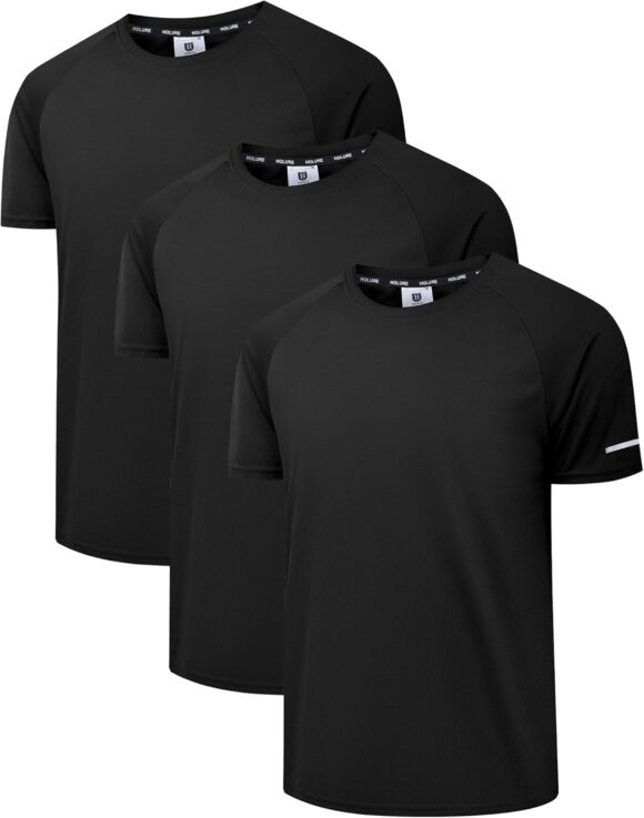 Holure Men's 5 Pack Sportswear Breathable T-Shirts Quick-Drying Short-Sleeve Shirts