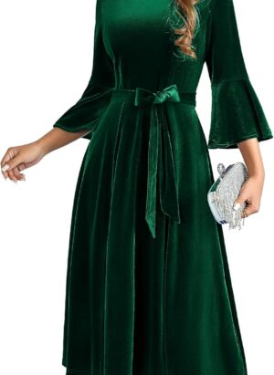 HomRain Women 3/4 Sleeve Elegant Formal Dress for Cocktail Classy Fall/Winter Christmas Dress Church Work Dress