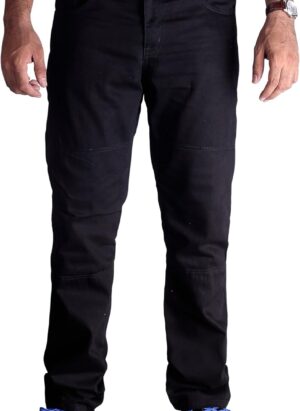 Huxlay Bros Kevlar-Lined Mens Motorcycle Jeans, Motorbike Stretch Jeans with Knee & Hip Protectors