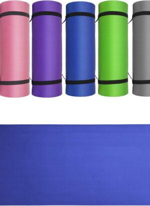 JLL® Yoga Mat Thick 10mm Non-Slip Pilates Workout Exercise Mat available in Black/Blue/Purple/Pink/Green/Red. Also Ideal as Camping Mat