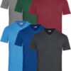 JRC Just Royal Clothing Mens V-Neck Short Sleeve T-Shirts, Casual Vee Neck Tops, Pack of 6