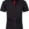 J.VER Men's Short Sleeve Dress Shirt Stretch Iron Free Regular Fit Business Casual Button Down Shirts