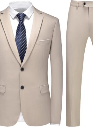 KUDMOL Men Suits 2 Piece Slim Fit Suit Business Wedding Formal Dinner Two Buttons Tuxedo Suit for Men Classic Blazer Waistcoat Trousers Set