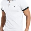 KUYIGO Mens Short Sleeve Polo Shirts Deer Head Embroidery Golf Tennis Cotton T-Shirt S-XXL