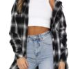 LACOZY Womens Flannel Checked Shirts Long Sleeve Oversized Buffalo Plaid Shirt Collar Button Down Blouses Tops