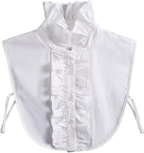 LoudSung Fake Collar Detachable Half Shirt Blouse Ruffled Elegant Design for Women Girls