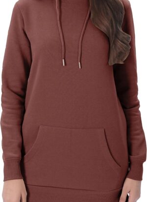 M17 Womens Ladies Plain Hoodie Pullover Longline Hoody Soft Casual Hooded Sweatshirt Top Long Sleeve Jacket Jumper