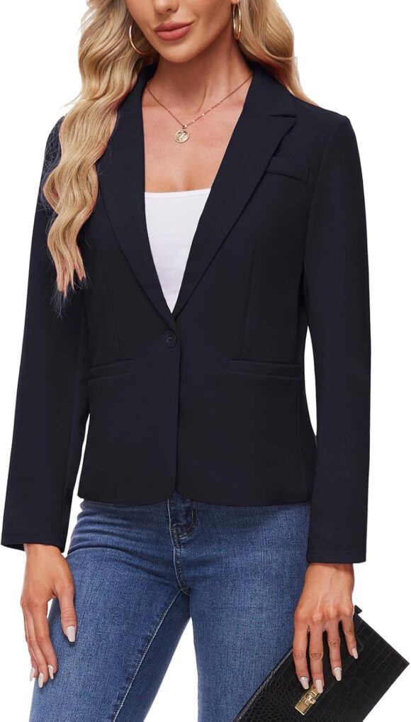 MINTLIMIT Womens Blazers Suit Long Sleeve Jacket Blazer One Button Notch Lapel Workwear Casual Lapel Suit Single Welted Pockets