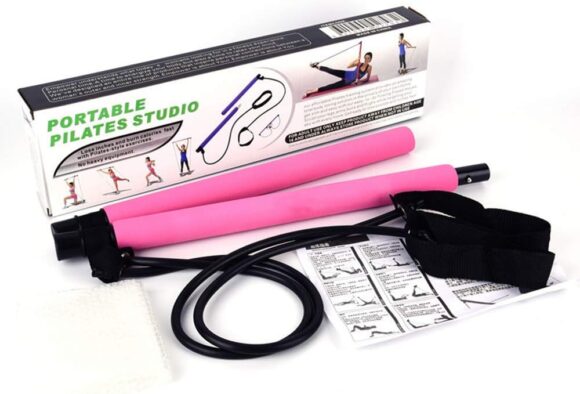 MYYINGELE Pilates Exercise Bar Stick with Resistance Band, Yoga Rod Sports Exercise Tool, Home Gym Pilates Bar Kit Total Body Workout, Yoga Rod, Fitness, Stretch, Sculpt
