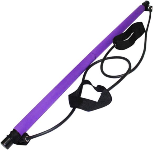 MYYINGELE Pilates Stick Bar Kit With Resistance Band, Portable Yoga Rod With Foot Loop Sports Exercise Fitness Equipment Chest Expander Arm Puller For Home Gym Bodybuilding Workout