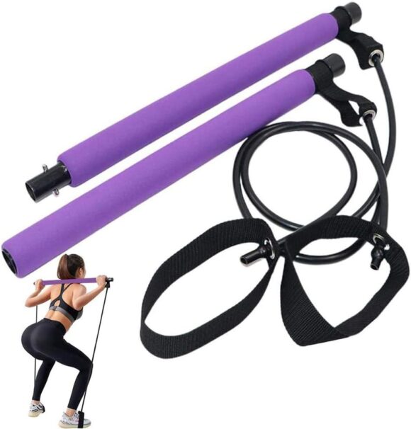 MYYINGELE Resistance Band, Yoga Pull Rod Chest Expanding Fitness Workout Pilates Bar Squat Exercise Elastic Bands Use for Home Workout