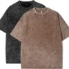 Men Oversized T Shirts Heavy Cotton Acid Washed Vintage Unisex Tee Loose Fit Short Sleeve Casual Streetwear Baggy Basic Tops