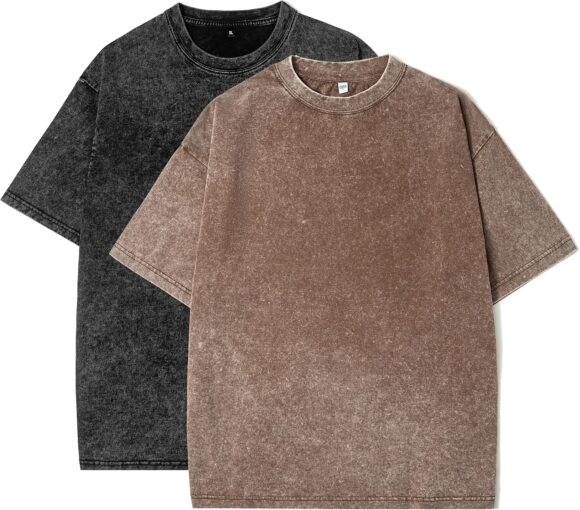 Men Oversized T Shirts Heavy Cotton Acid Washed Vintage Unisex Tee Loose Fit Short Sleeve Casual Streetwear Baggy Basic Tops