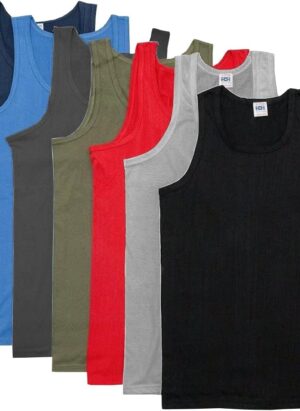 Men's Vests Multi Colour Plain Assorted Tank Top Vest Cotton Undershirt Pack of 6 - UK S to XL