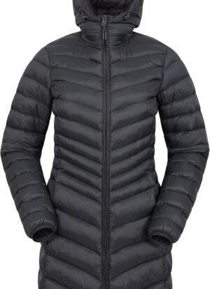 Mountain Warehouse Florence Extra Long Padded Winter Jacket - Lightweight, Water Resistant, Zipped Pockets, Easy to Packaway - Perfect for Cold & Wet Weather