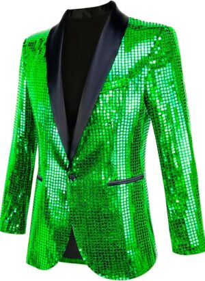 Nawgut Sequin Blazer Metallic Suit Disco Prom Shiny Jacket Wedding Party Banquet Fashion Tuxedo for Mens Adult