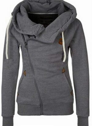 Newbestyle Womens Hoodies Oblique Zipper Fleece Sweatshirts