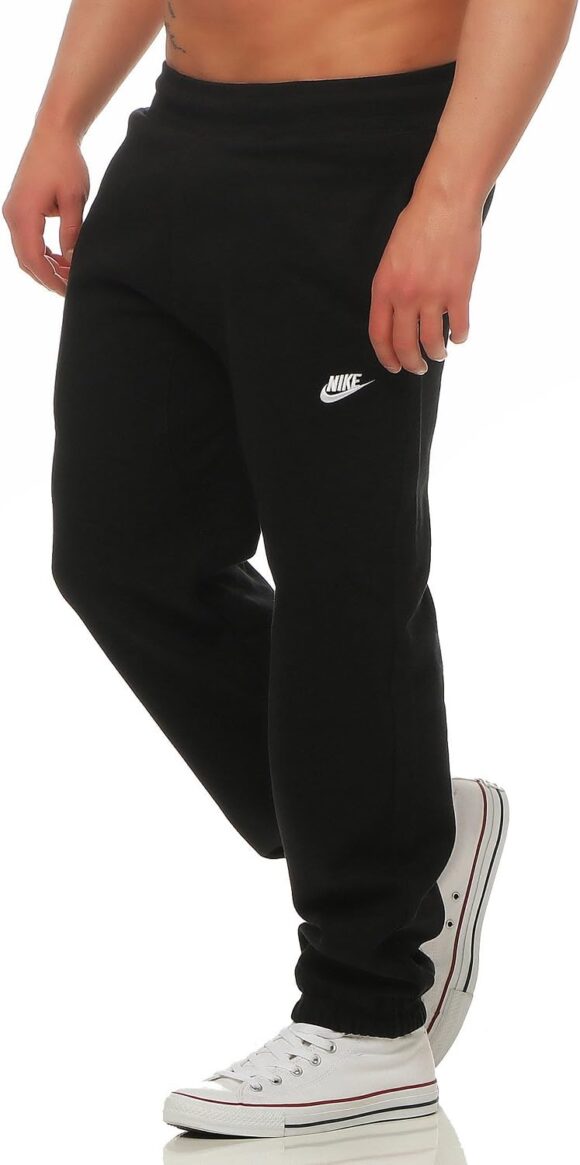 Nike Men's AW77 Cuffed Fleece Lined Joggers (Black, Grey) - 586031 - Long Length - 32 inches Inseam - Fitted - Athletic - Jogging - 3 Pockets - Machine Wash - UK XS