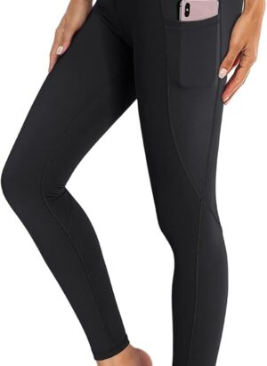 OUGES Womens High Waist Yoga Pants with Pockets Workout Running Gym Leggings