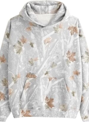 Ogfao Womens Camo Maple Leaf Hoodie Oversized Lightweight Printed Fleece Hooded Sweatshirt with Pocket