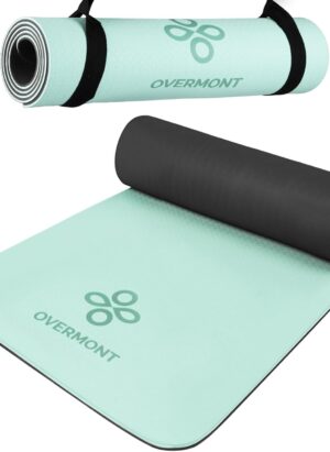 Overmont Premium TPE Yoga Mats - with carry strap - 183 x 61 x 0.8cm Extra Thick Exercise Mat - Eco Friendly Non-Slip Workout Mat Anti-Tear Pilates Mat - Gym Mats for Home for Women and Men