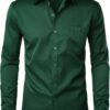 PARKLEES Men's Urban Stylish Casual Business Slim Fit Long Sleeve Button Up Dress Shirt with Pocket