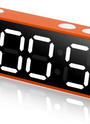 PELLOR Gym Timer, Mini Portable Interval Workout Timer, LED Digital Rechargeable Fitness Timer Stopwatch Built-in Magnetic Spine for Home Gym Fitness, Tabata, EMOM, MMA, Orange