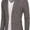 PaulJones Men's Blazer Business Sports Lightweight Suit Blazer Jackets Fit Summer Suit Jackets XL Coffee