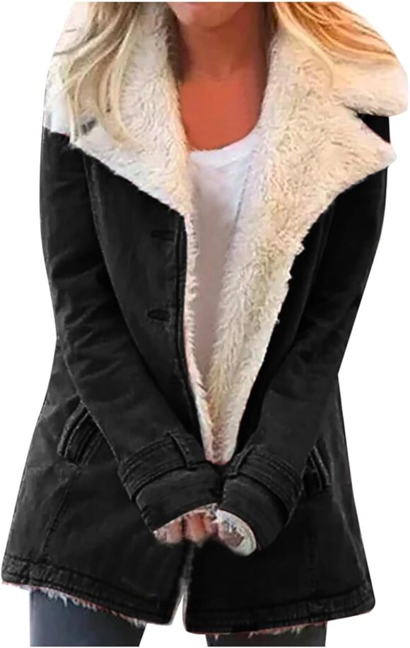 Plus Jacket Warm Women Outwearcoat Winter Lapels PlushButton Composite Size Women's Coat Light Weight Jacket for Women