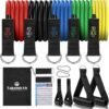 Resistance Bands Set Exercise Bands For Men Workouts With 5 Fitness Tubes, 2 Foam Handles, 2 Ankle Straps, 2 Door Anchor, Carrying Pouch-Yoga, Pilates Physio Home Gym Equipment