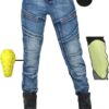 SHUOJIA Motorcycle trousers for men/women, men's/women's motorcycle jeans made of aramid fibre, sporty motorcycle trousers with protectors, motorcycle protective trousers (Blue Female-B,XS)