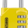 Satargo 4 Digit Combination Padlock for Gym Locker - Indoor and Outdoor Weatherproof Padlock with Code - Cut Resistant Digital School Locker Padlock (Yellow)