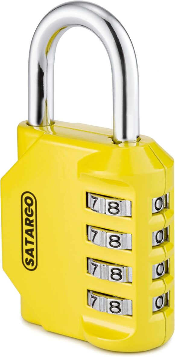 Digit Combination Padlock for Gym Locker - Indoor and Outdoor Weatherproof Padlock with Code - Cut Resistant Digital School Locker Padlock (Yellow) - Image 2