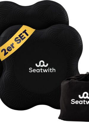 Seatwith Yoga Knee Pads (Pack of 2) - Pilates Cushion with Transport Bag + Training PDF Instructions - Maximum Relief & Support for The Knees, Wrists & Elbows - 8 x 8 inches