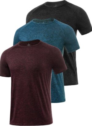 Star Vibe 3 Pack Men's Dry Fit T Shirt Moisture Wicking Athletic Tees Exercise Fitness Activewear Short Sleeves Gym Workout Top