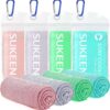 Sukeen 4 Pack Cooling Towel (40''x12'') Ice Towel for Neck, Cool Towel for Instant Cooling Relief Soft Breathable Cold Towel 4pcs for Yoga, Golf, Gym, Camping, Running, Workout & More Activities