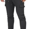 Suwangi Mens Jogger Tracksuit Bottoms Jogging Sweatpants Gym Athletic Slim Fit Cotton Casual Elastic Waistband Trousers with Multi Pocket