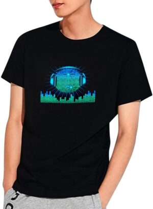 T-Shirt Men's Party DJ Sound Activated – Flashing On Light Up
