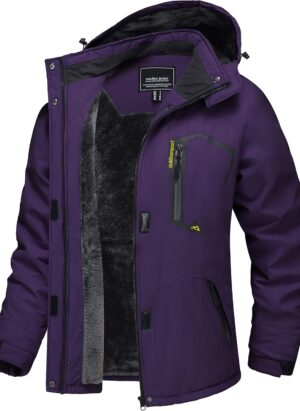 TACVASEN Women's Waterproof Jacket Winter Skiing Outdoor Walking Fleece Coat with Detachable Hood