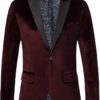 THWEI Mens Velvet Blazer Slim Fit Solid Blazer Sport Coat