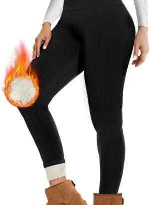 TNNZEET Fleece Lined Leggings Women UK High Waisted Thermal Leggings Womens in Winter