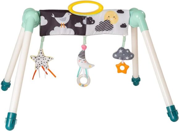 Taf Toys Mini Moon Take to Play Baby Activity Gym, Double Sided, Foldable Baby Play Gym with 3 Sensory Hanging Toys, Perfect to use with Bouncers. Suitable for Baby Boys & Girls from Birth 0 Months +