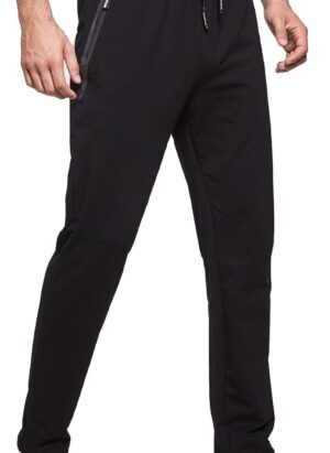 Tansozer Mens Joggers Slim Fit Jogging Bottoms Zip Pockets