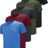 Teesmen Man Sports 5pack T Shirt Crew Neck Short Sleeve Workout Gym Plain Running T-Shirt