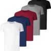 Teesmen Mens Plain T-Shirt 5pack Cotton Multipack Crew Neck Tees Work Summer Short Sleeve Breathable T Shirt for Men