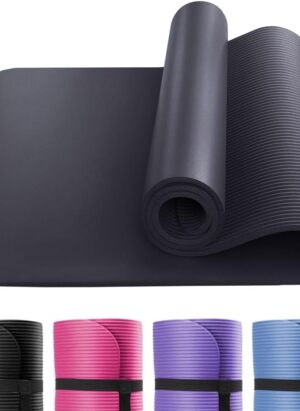 WOODSBRO Yoga Mat NBR Fitness Foam 10mm Thick Exercise Mat comfortable for Home Gym Pilates Yoga Meditation Workout