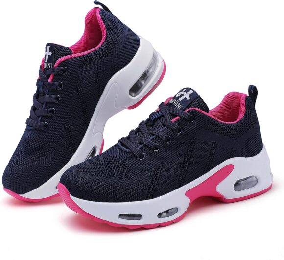 Womens Trainers Lightweight Orthopedic Walking Shoes Air Cushion Athletic Sneakers Ladies Breathable Mesh Running Shoes Gym Work Fashion Jogging Shoes