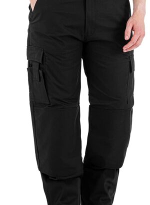 WrightFits Men Falcon Work Trousers - Black & Navy - Heavy Duty Safety Combat Cargo Pants - Cargo & Knee Pads Pockets Triple Stitched - Durable Workwear